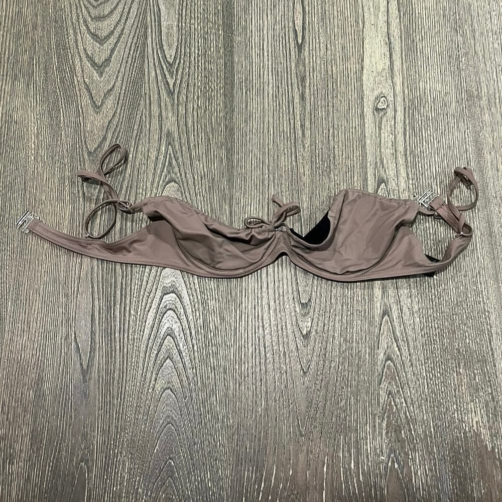 PrettyLittleThing Ruched Underwired Bikini Top Adjustable Strap Brown Size 8